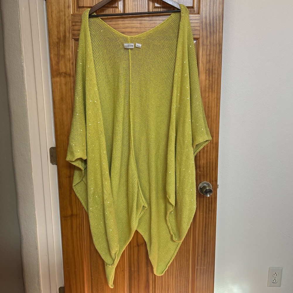 Chico’s Plus Size Shawl/Sweater. Lime green.